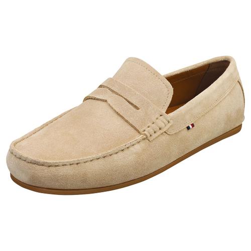 Tommy Hilfiger Mocassins Driver En Cuir Daim Beige