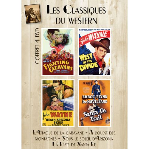 Coffret 4 Dvd Western : L'attaque De La Caravane (Fighting Caravans), À L'ouest Des Montagnes (West Of The Divide), Sous Le Soleil D Arizona (Neath Arizona Skies), La Piste De Santa (Santa Fe Trail)