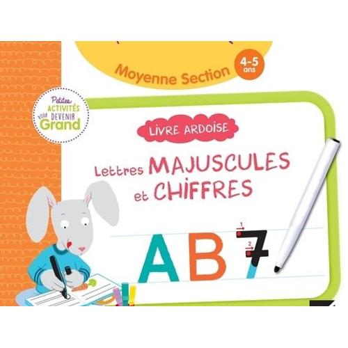 Livre Ardoise Lettres Majuscules Et Chiffres Maternelle Moyenne Section - Avec Un Feutre