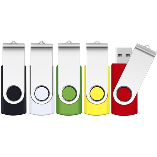8GB Memory Stick 5 Pack, Flash Drive USB 2.0 Swivel Thumb Drives Data Storage Jump Drive Zip Drive Memory Sticks External Devices with LED Indicator(Mixed Color with Lanyard)