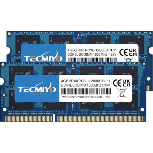 8Go(2x4Go) DDR3L RAM 1600Mhz Mmoire Ram SODIMM Barrette De Ram pc Portable PC3L-12800 1600MHz 1,35 V/1,5 V 204Pin Non-ECC