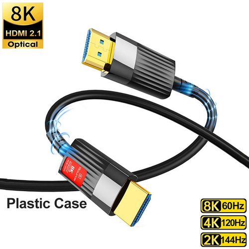 8K Black Red 20m  cble HDMI 2.1 en Fiber optique 8K, 120Hz, 48Gbps HDR HDCP, pour botier TV HD, projecteur Ps3/4, ordinateur Ultra haute vitesse 