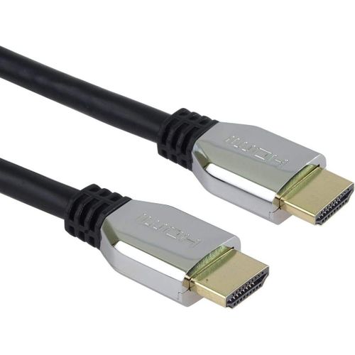8K Ultra High Speed Cble Hdmi 2.1 M/M 48Gbps Avec Ethernet, Compatible Avec Vido 8K@60Hz, Deep Color, 3D, Earc, Hdr, 3X Blind, Connecteurs Plaqus Or, Argent, 1 M[YIN4180330]