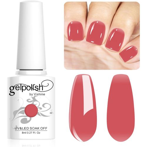 8ml Vernis  Ongles Gel Semi-Permanent Translucide Rouge Corail,Sheer Naturel French Manucure Nail Art Vernis Gel Blanc Uv Led Soak Off Manicure Lm133