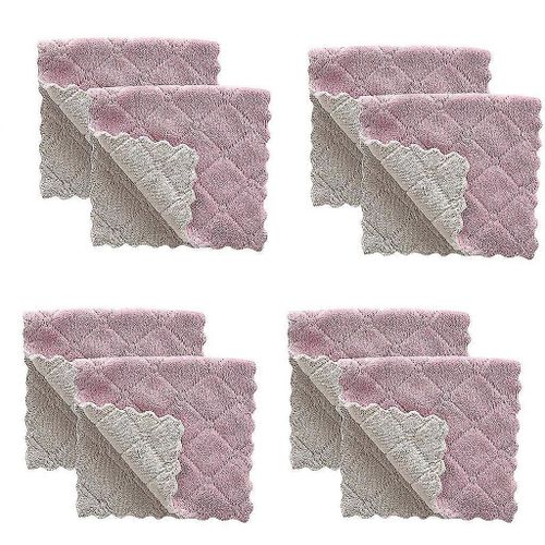 8pcs Non-Huile Nettoyage Torchon Serviette  Main Gris Violet ponge Titulaire Accessoires De Salle De Bain Tapis Dsodorisant Poudre Nettoyant Haute Pressu
