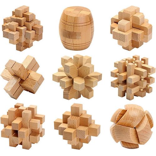 9 Pices 3d Puzzle Casse Tte En Bois,Jeu Casse Tte,Jouets D'intelligence ducative,Iq Test Disentanglement Puzzles,Jouets Pour Des Enfants Et Des Adolescents#C.[Y880]