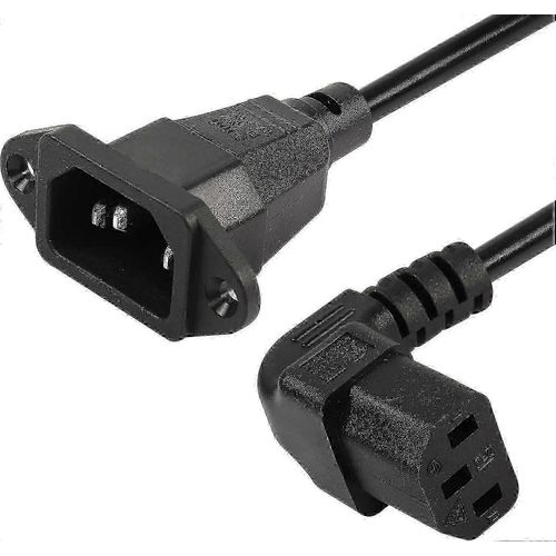 90-Degree Angled C13 PDU Extension Cable, IEC60320 C14 to C13 Power Cord for Computer Equipment