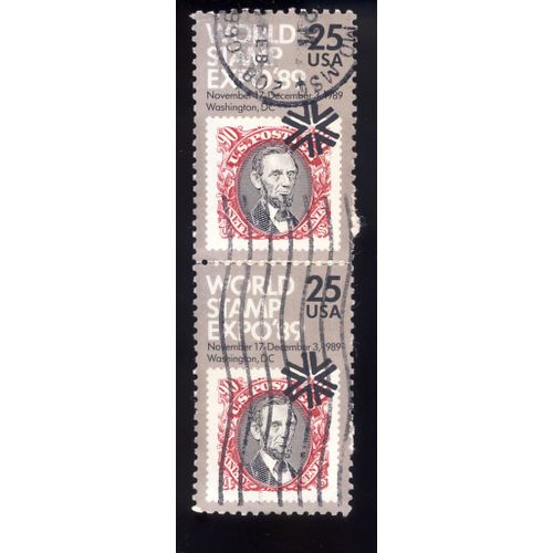 Timbre U S A, World Stamp Expo'89 November 17, December 3 1989, Washington D C, U S A 25 Cents, Oblitéré