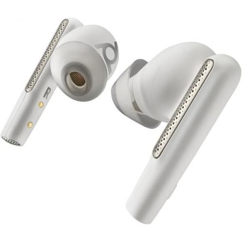 Poly Voyager Free 60 UC - Écouteurs sans fil avec micro - intra-auriculaire - Bluetooth - Suppresseur de bruit actif - USB-A via adaptateur Bluetooth - blanc sable - certifié Zoom