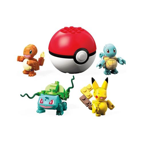 Pokémon - Mega Construx - Compagnons De Départ De Kanto - Pikachu, Carapuce, Salamèche Et Bulbizarre - 90 Pièces