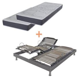 Ensemble Relaxation S62 + Matelas Latex Louxor - 5 Zones - 2x90x200 - Gris