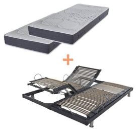 Ensemble Relaxation S50 + Matelas Mousse Myriade - 5 Zones - 2x80x200 - Gris