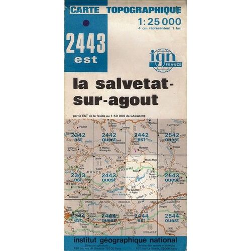 Carte Topographique Ign N°2443 Est - La Salvetat Sur Agout - 1/25000e