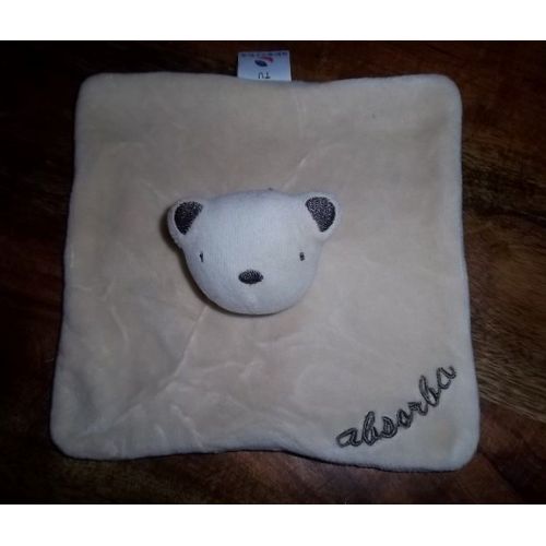 Doudou Peluche Ours Absorba Beige Ourson Marron Plat Carre