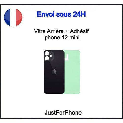Vitre Arrière Iphone 12 Mini Noir Big Hole Logo Adhésif
