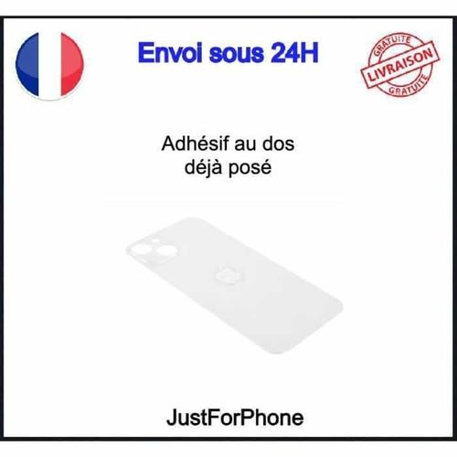 Vitre Arrière Iphone 13 Blanc Big Hole Logo Adhésif
