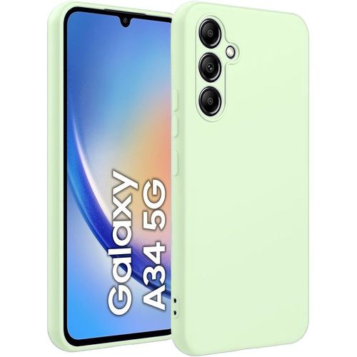 Coque Pour Samsung Galaxy A34 5g - Protection Silicone Liquide Ultra Slim Vert - Booling