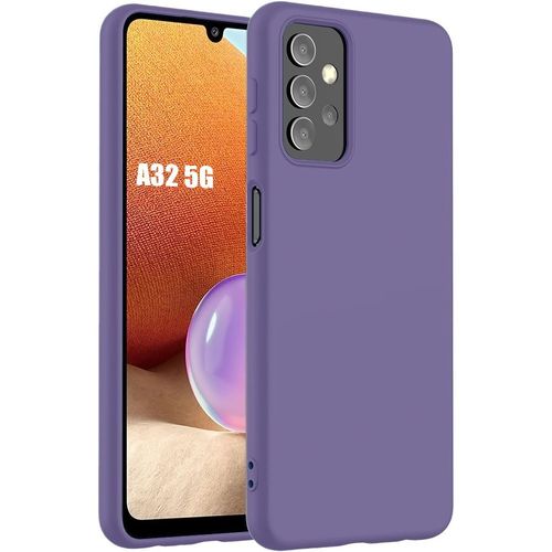 Coque Pour Samsung Galaxy A32 5g (Pas Pour A32 4g) - Protection Silicone Liquide Effet Mat Violet Foncé - Booling