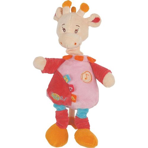 Doudou Peluche Musicale Boite À Musique Maé La Girafe Giraffe Rose Crême Orange 30 Cm