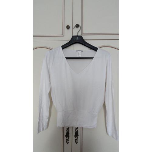 T-Shirt Stretch Manches Longues Blanc La Redoute T. 34/36 Neuf