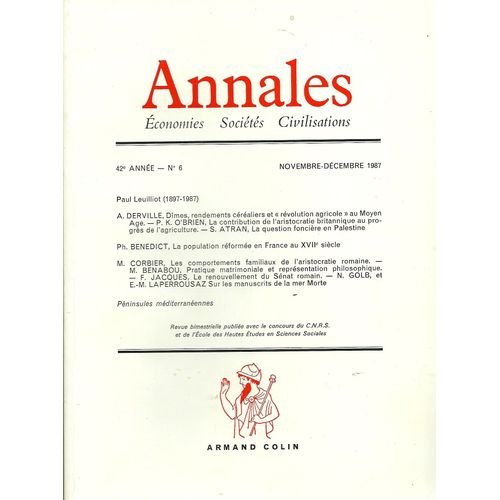 Annales Economies - Sociétés - Civilisations  42° Année - N° 6 Novembre- Décembre 1987