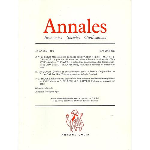 Annales Economies. Sociétés. Civilisations. Numéro 3 De 1987.