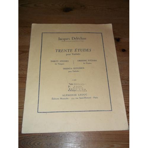 Trente Études Pour Timbales - 1er Cahier - Partition Percussions Musique Classique