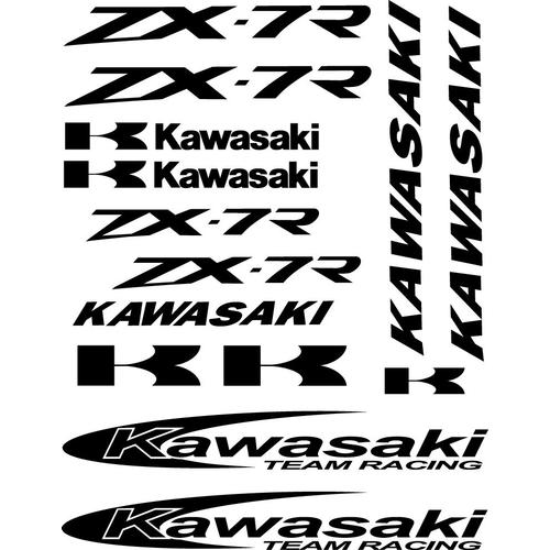 Stickers, Autocollants, Planche De 14 Stickers Kawasaki Zx-7r