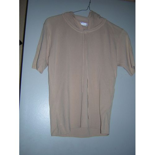 Pull À Capuche Haigi Manches Courtes Taille L.70% Soie 30% Acrylique.