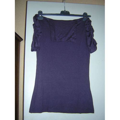 Tunique Manches Courtes Col Roule Amisu Taille S.92% Viscose 8% Elasthanne.
