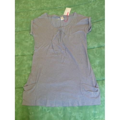 T-Shirt/Tunique Bleue Chiné Neuve Soft Grey Taille 36