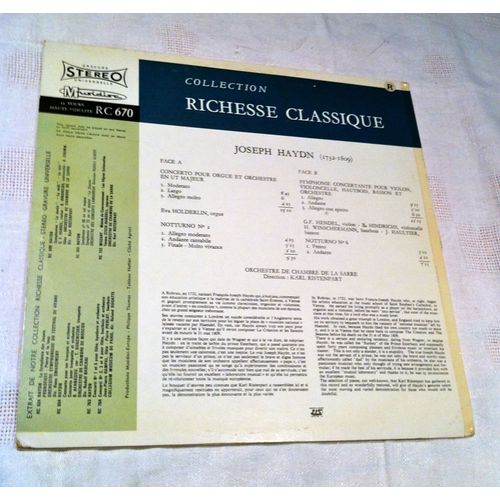 Symphonie Concertante Pour Violon, Violoncelle, Hautbois, Basson Et Orchestre .Concerto Pour Orgue Et Orchestre En Ut Majeur 2 Notturni