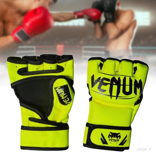 Gants De Demi-Doigt, Gants De Sparring Durables Pour Les Sports Jaunâtre Vert Jaunâtre