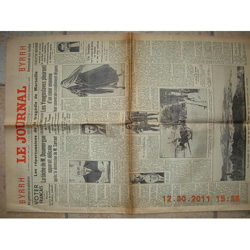 Le Journal 15336 Du 13/10/1934 Les Yougoslaves Pleurent Leur Souverain Disparu, Violette Noziere