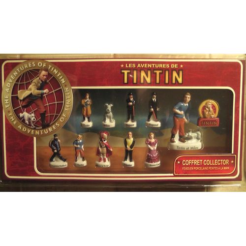 Coffret Collector De 11 Feves Tintin "Le Secret De La Licorne"En Porcelaine Peintes A La Main