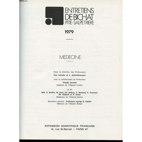 Les Entretiens De Bichat Pitie Salpetrerie 1979 - Medecine