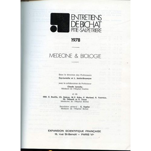 Les Entretiens De Bichat Pitie Salpetrerie 1978 - Medecine