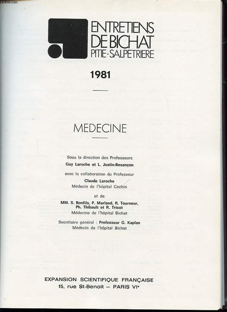 Les Entretiens De Bichat Pitie Salpetrerie 1981- Medecine