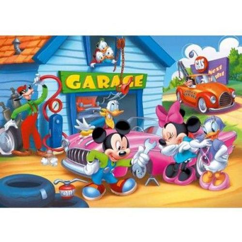 Puzzle 104 Pièces - Mickey Et Ses Amis : Un Tour Au Garage