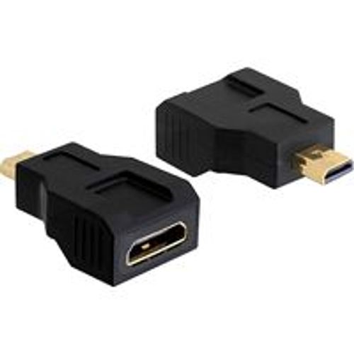 Delock Adapter High Speed HDMI with Ethernet - Adaptateur HDMI - 19 pin mini HDMI Type C femelle pour 19 pin micro HDMI Type D mâle