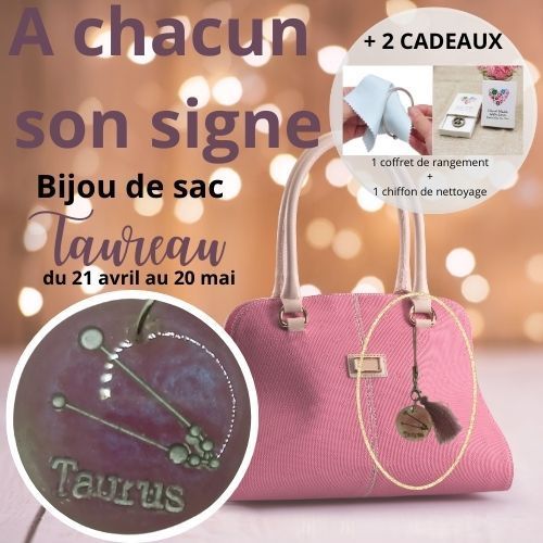 Bijou De Sac Rose Du Signe De Zodiaque "Taureau