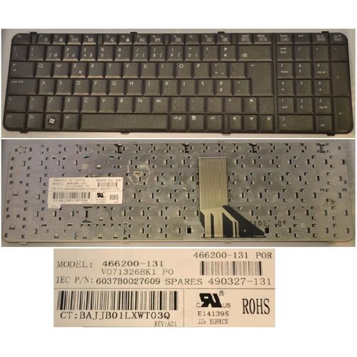 Clavier Qwerty Portugais / Portuguese Pour HP COMPAQ 6830 6830S Series, Noir / Black, Model: V071326BK1, P/N: 466200-131, 490327-131