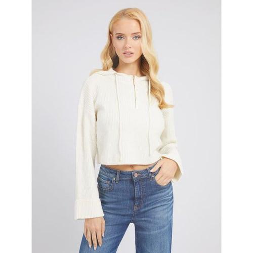 Pull À Glissière Et Capuche - Blanc