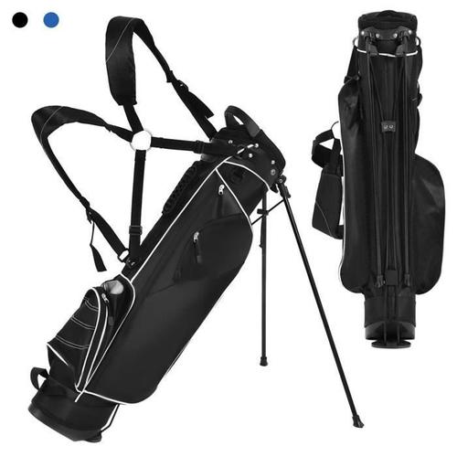 Costway Sac De Golf Trépied Portable-Compartiments À 4 Voies-4 Poches Zippées-Sac Isotherme-Bandoulière Double-Housse De Pluie-Noir