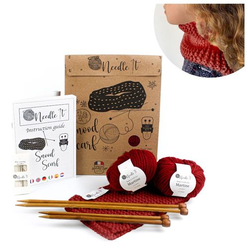 Needle It® Kit Tricot Bleu Pour Débutant Complet Avec Aiguilles? Tour De Cou En Laine À Faire Soi-Même - Snood - Pour Enfant/ Adulte - Idée Cadeau Diy