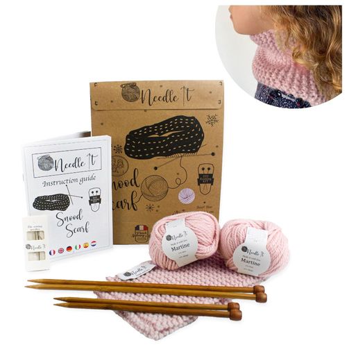 Needle It® Kit Tricot Bleu Pour Débutant Complet Avec Aiguilles? Tour De Cou En Laine À Faire Soi-Même - Snood - Pour Enfant/ Adulte - Idée Cadeau Diy