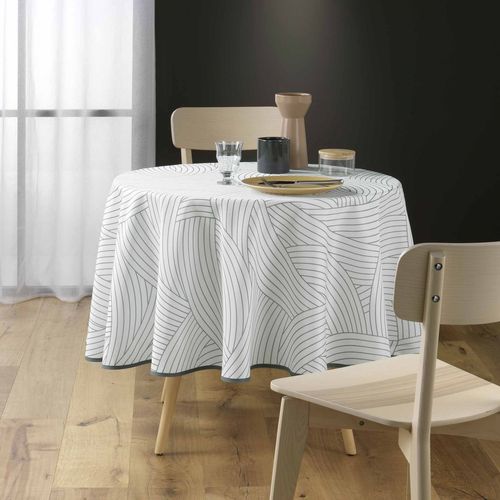 Nappe Antitache Ronde - Diamètre 180cm - Lignes Graphiques - Blanc Blanc