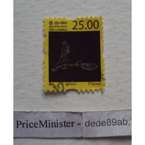 Timbre Du Sri Lanka (Ceylan) 25.00..Signes Du Zodiaque : Pisces (Les Poissons).Oblitéré.