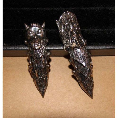 Mode Bijoux Lot De Bague Armure Matière Métal Couleur Argenté Gothique  (2 Pièce) Cosplay Deguisement