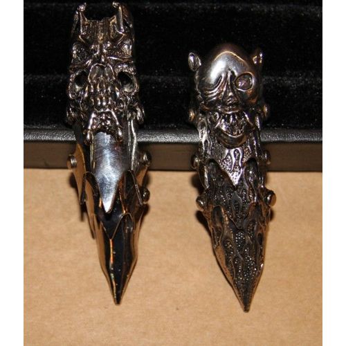 Mode Bijoux Lot De Bague Armure Matière Métal Couleur Argenté Gothique  (2 Pièce) Cosplay Deguisement